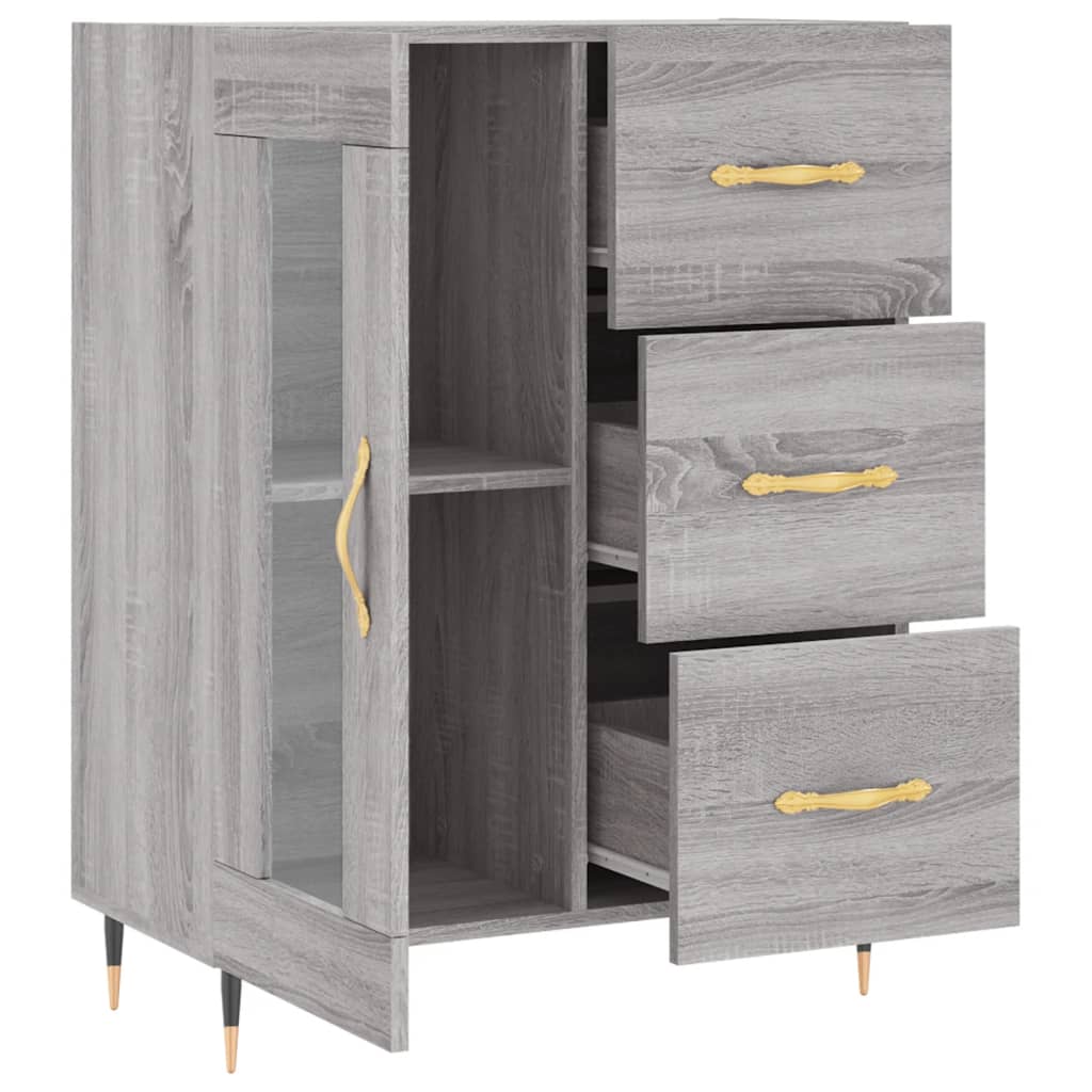 skænk 69,5x34x90 cm konstrueret træ grå sonoma-eg