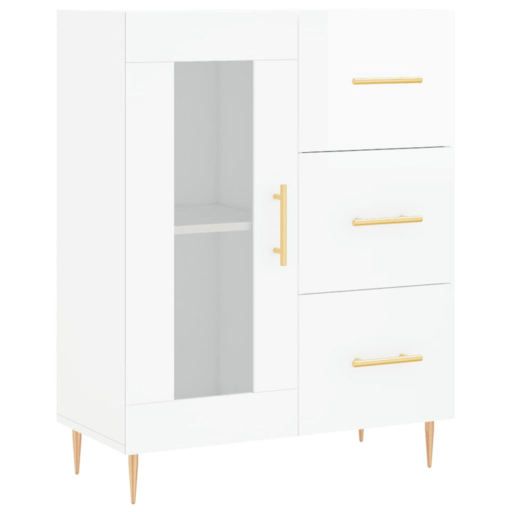skænk 69,5x34x90 cm konstrueret træ hvid højglans