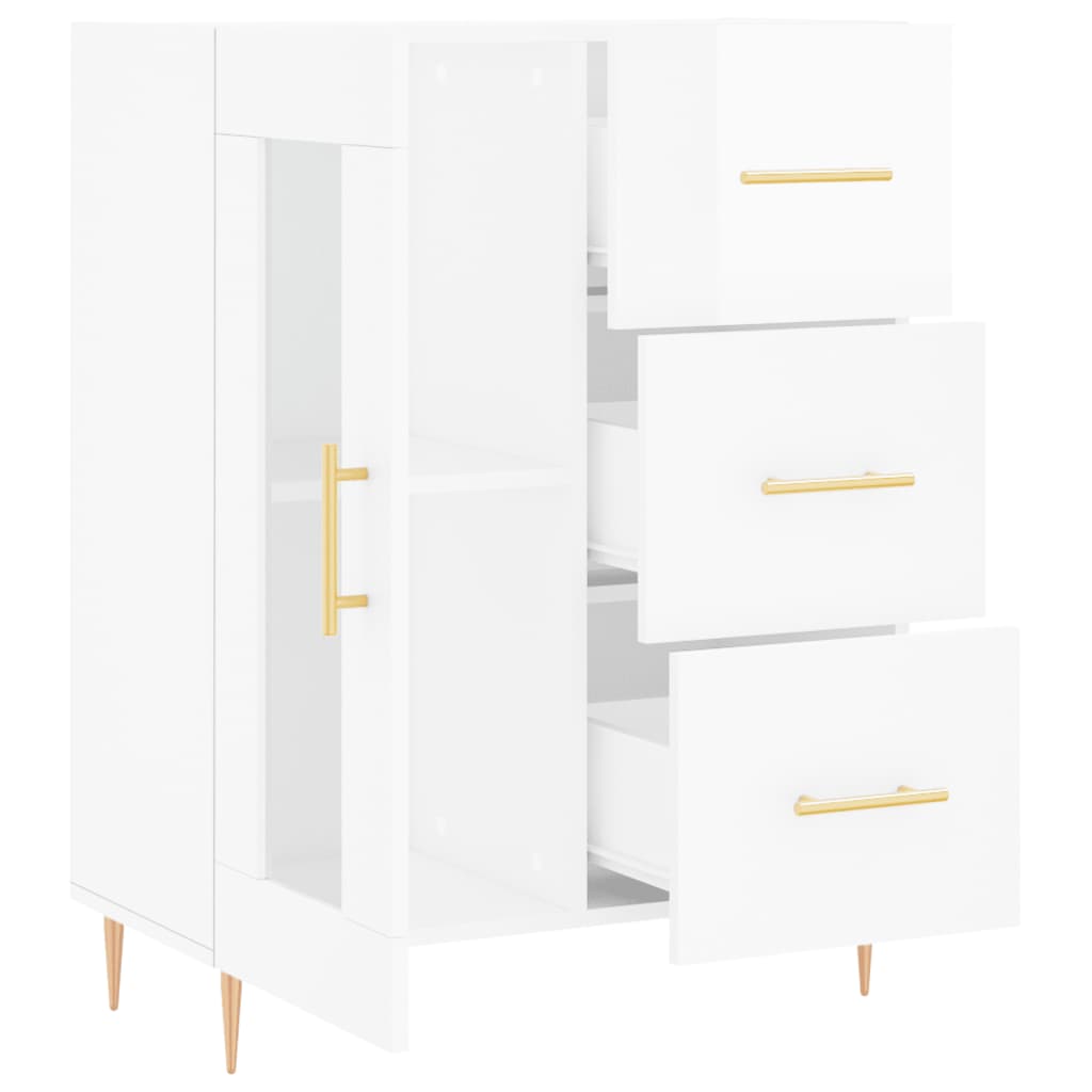 skænk 69,5x34x90 cm konstrueret træ hvid højglans