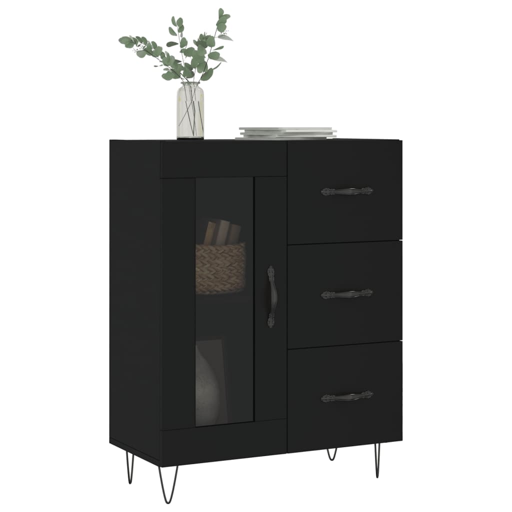 skænk 69,5x34x90 cm konstrueret træ sort