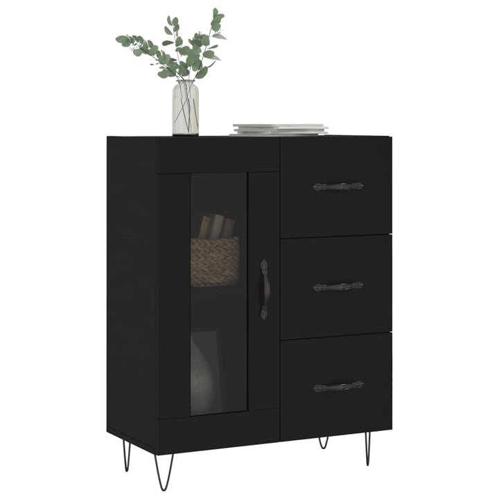 skænk 69,5x34x90 cm konstrueret træ sort