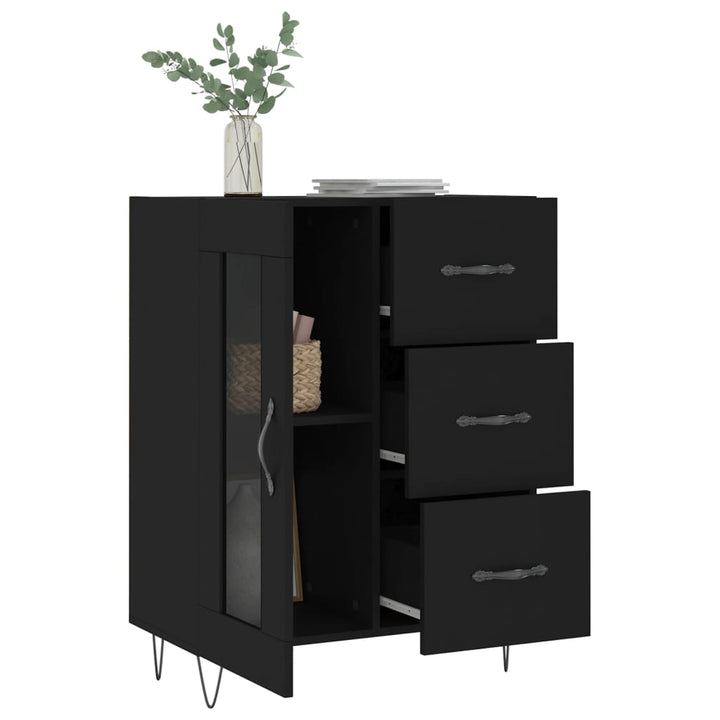 skænk 69,5x34x90 cm konstrueret træ sort