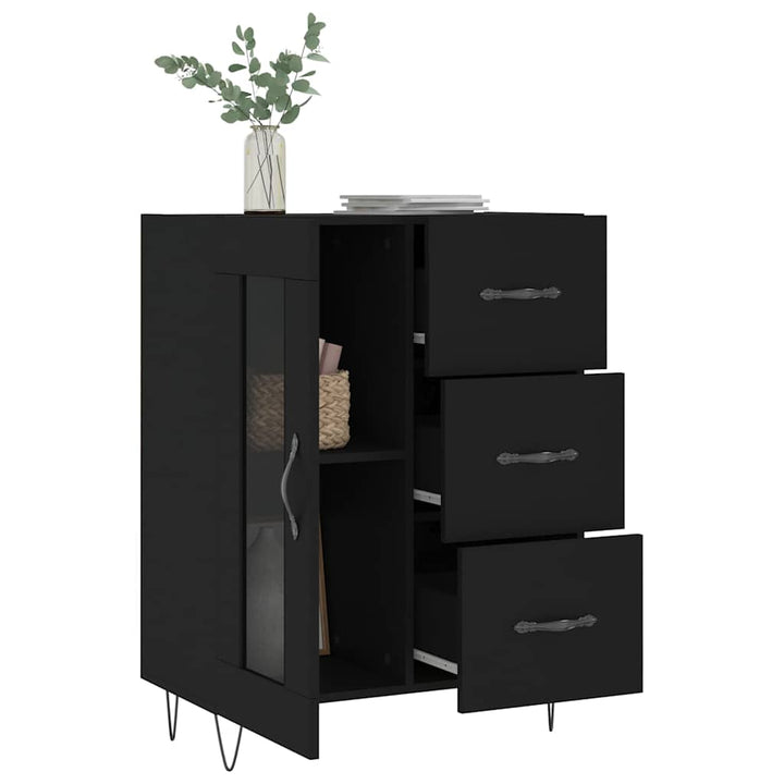 skænk 69,5x34x90 cm konstrueret træ sort