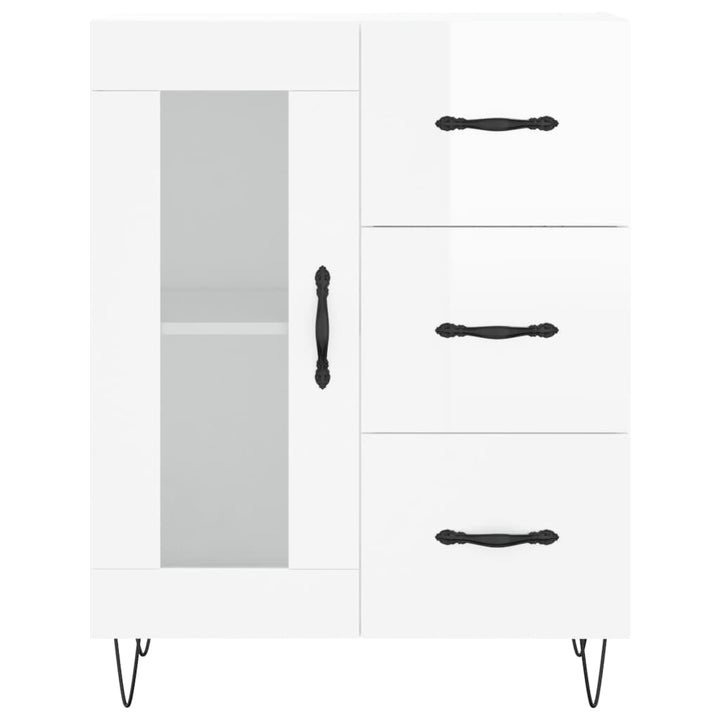 skænk 69,5x34x90 cm konstrueret træ hvid højglans