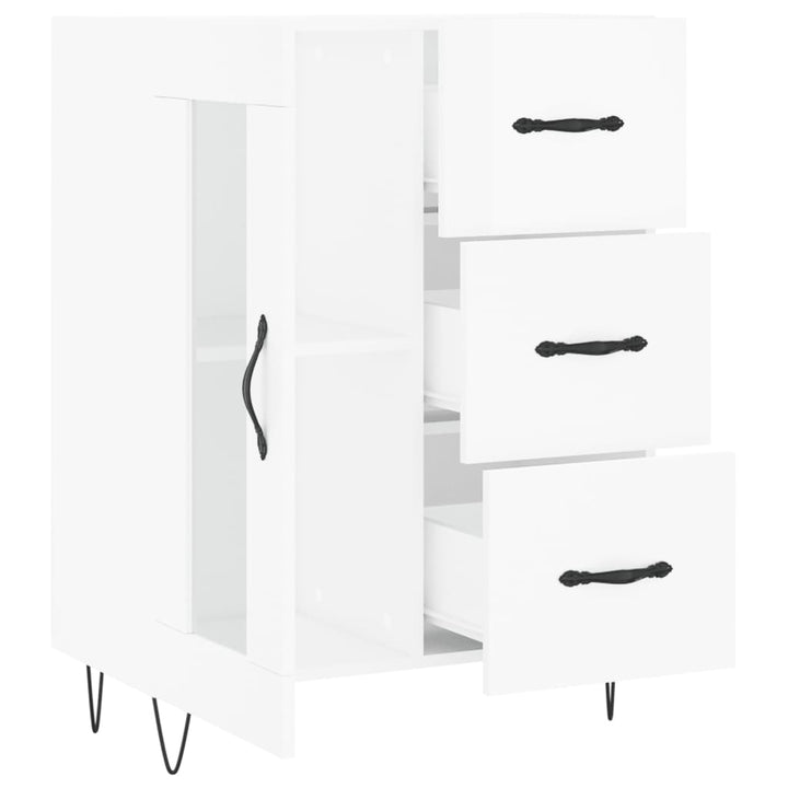skænk 69,5x34x90 cm konstrueret træ hvid højglans