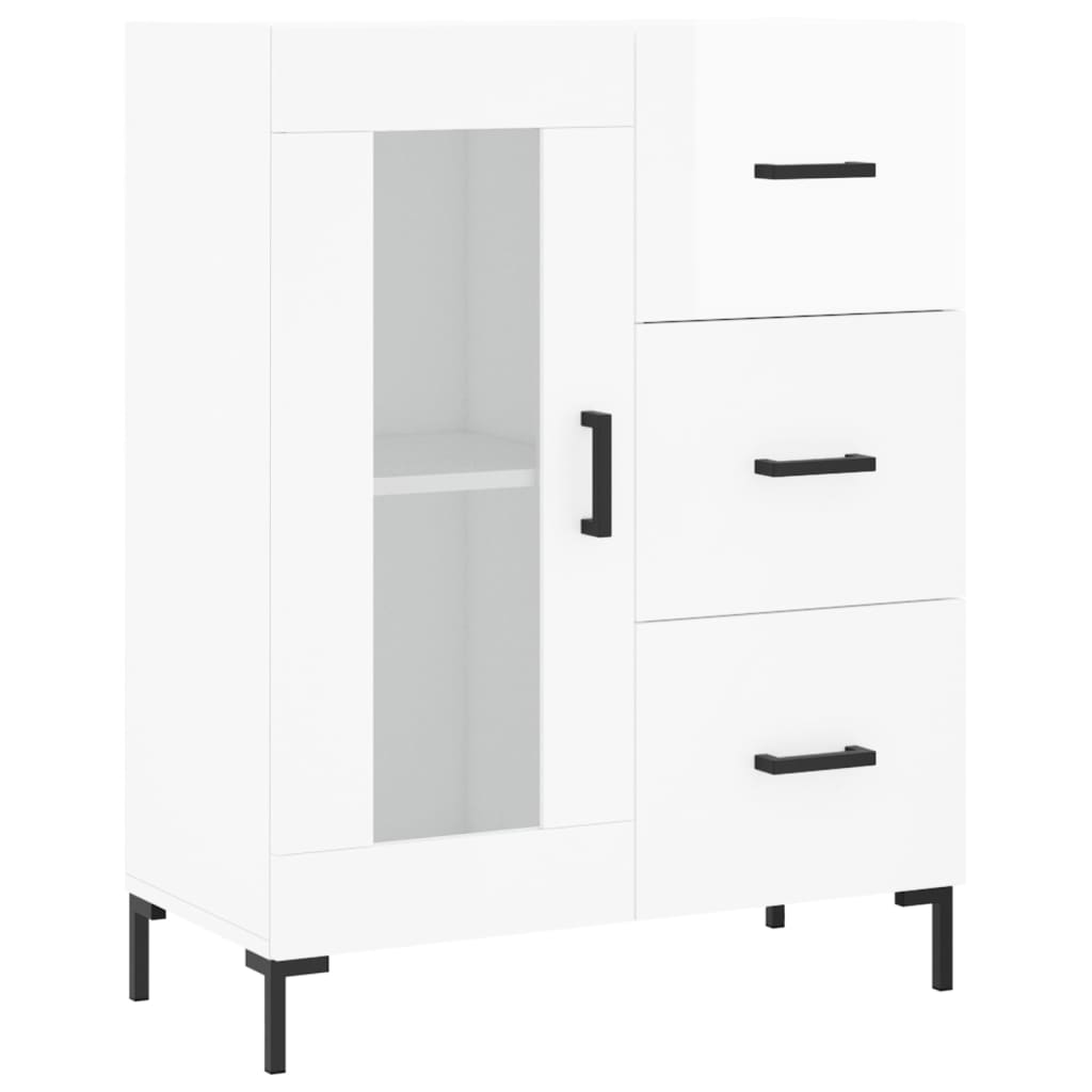 skænk 69,5x34x90 cm konstrueret træ hvid højglans