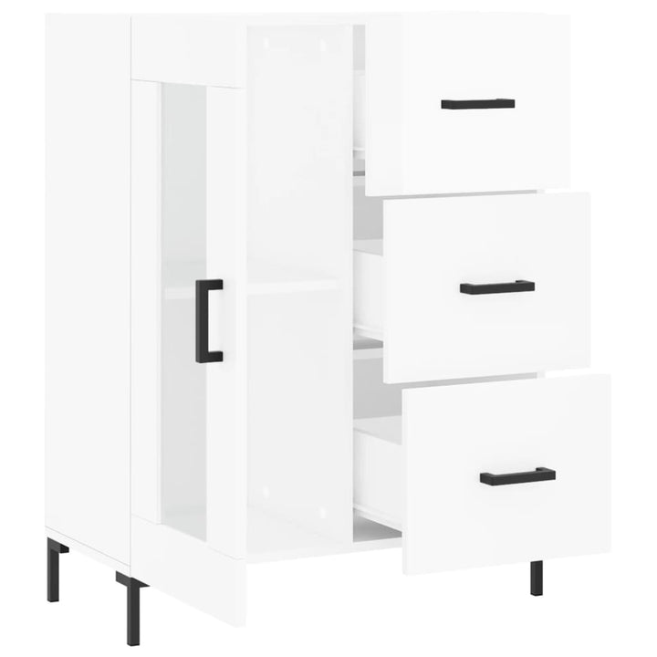 skænk 69,5x34x90 cm konstrueret træ hvid højglans