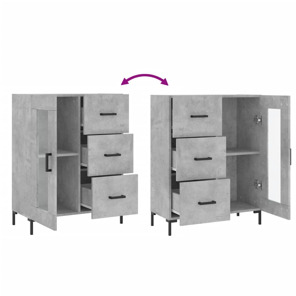 skænk 69,5x34x90 cm konstrueret træ betongrå