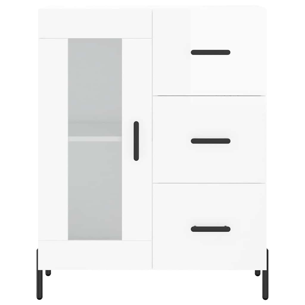 skænk 69,5x34x90 cm konstrueret træ hvid højglans