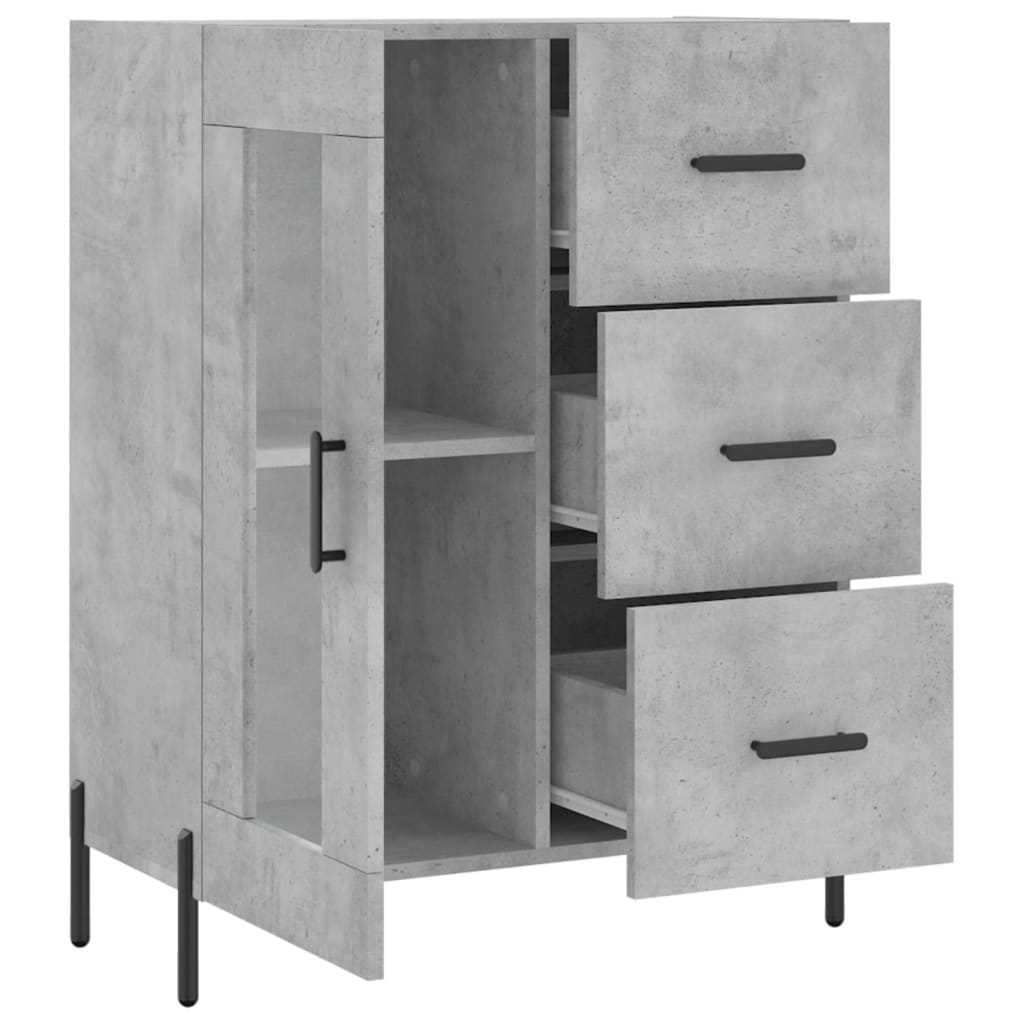 skænk 69,5x34x90 cm konstrueret træ betongrå
