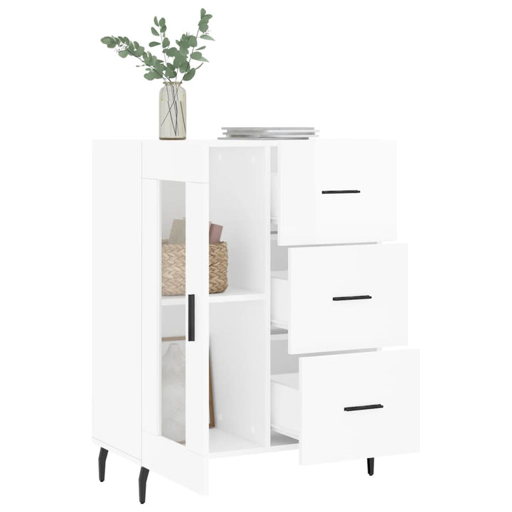 skænk 69,5x34x90 cm konstrueret træ hvid højglans