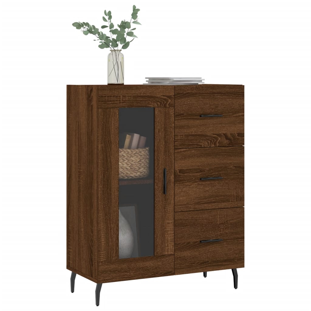 skænk 69,5x34x90 cm konstrueret træ brun egetræsfarve