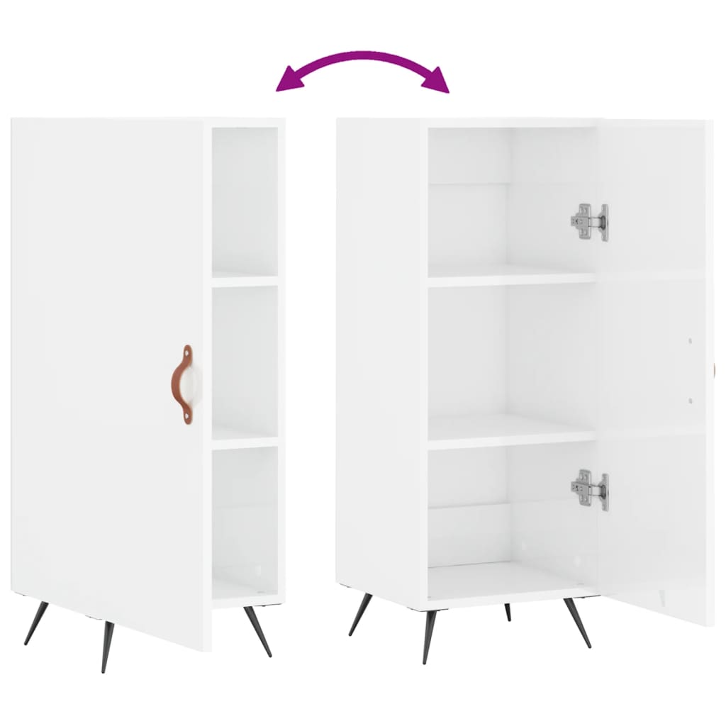skænk 34,5x34x90 cm konstrueret træ hvid højglans