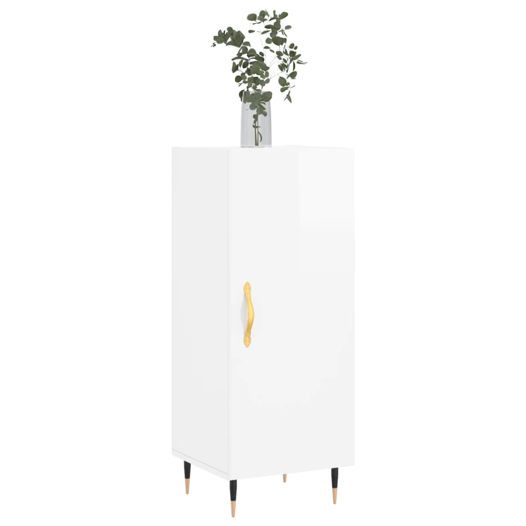 skænk 34,5x34x90 cm konstrueret træ hvid højglans