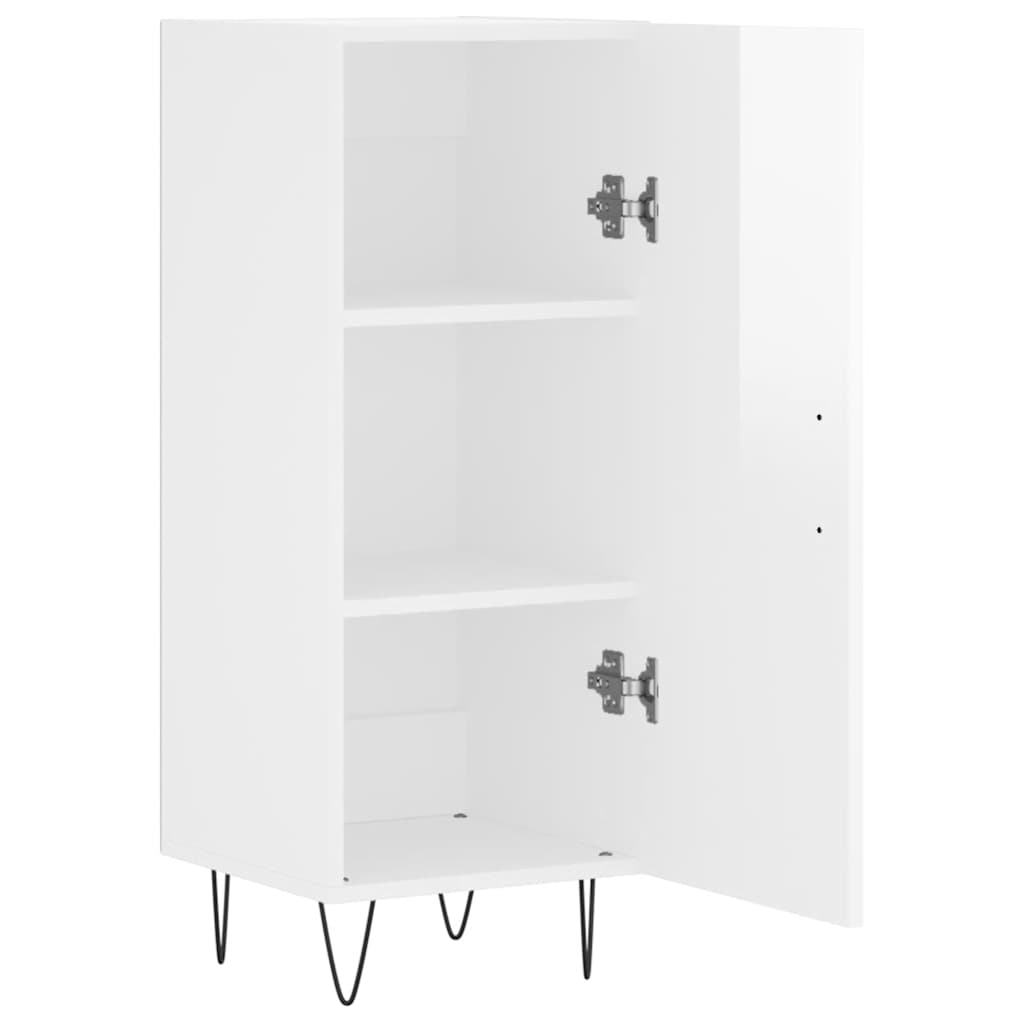 skænk 34,5x34x90 cm konstrueret træ hvid højglans