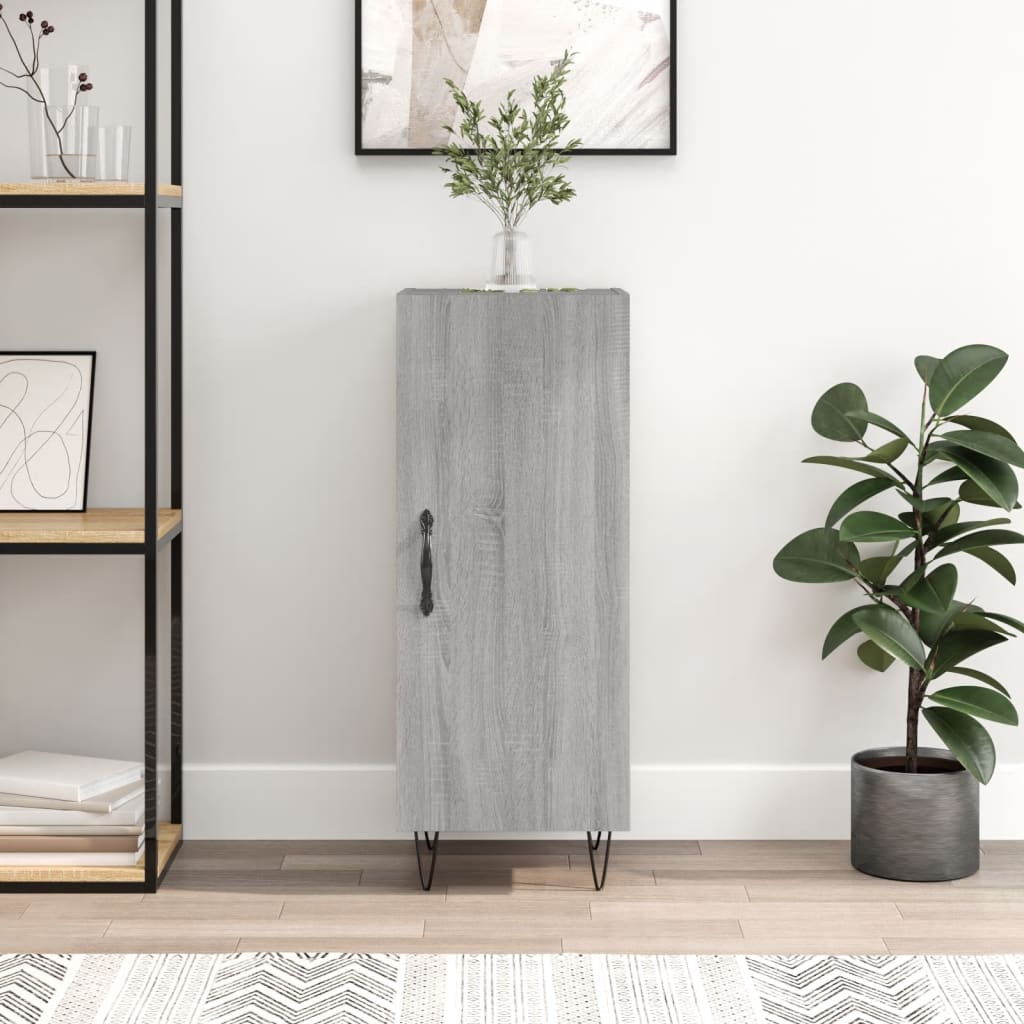 skænk 34,5x34x90 cm konstrueret træ grå sonoma-eg