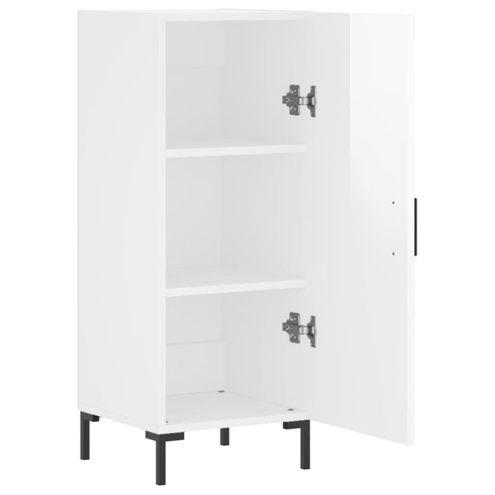 skænk 34,5x34x90 cm konstrueret træ hvid højglans