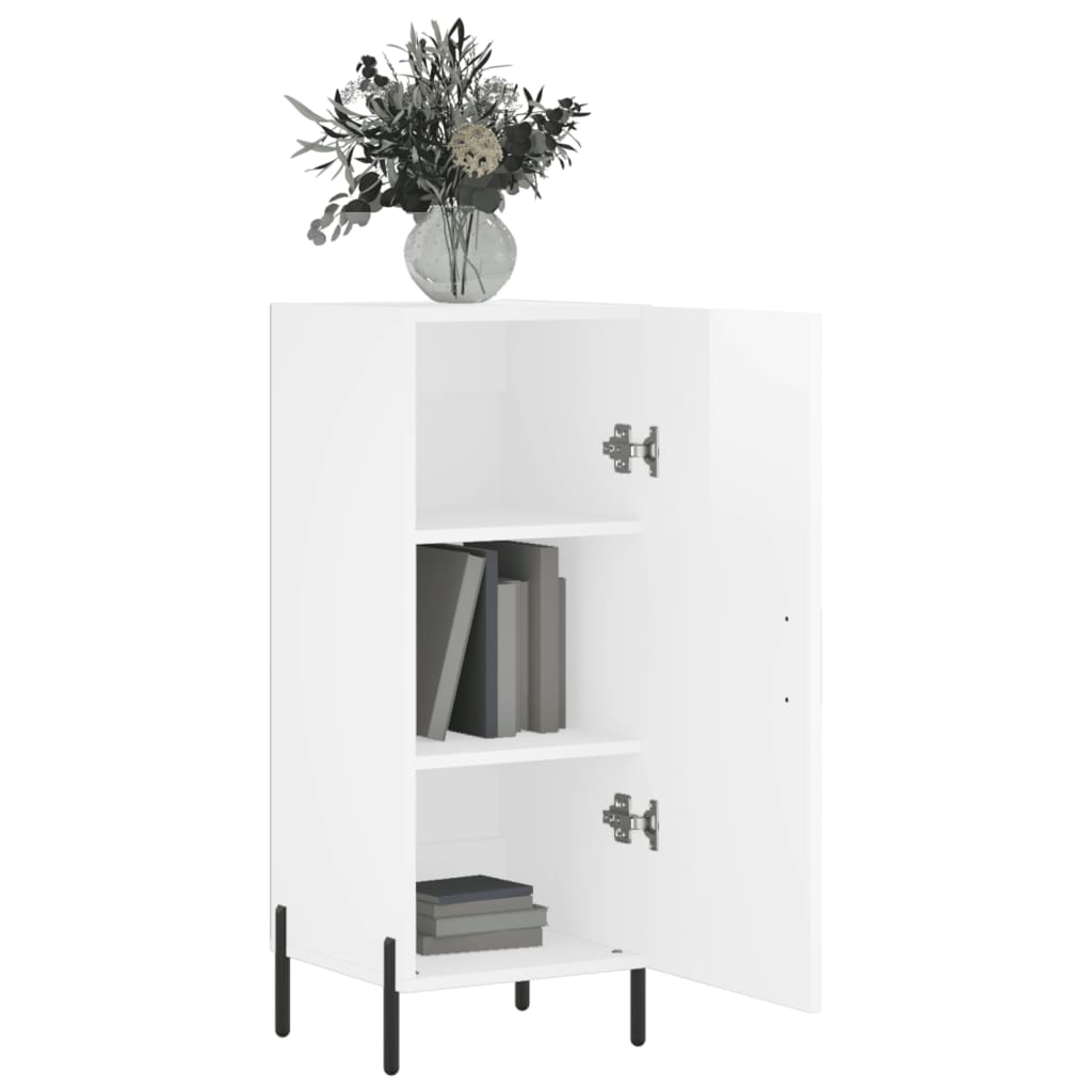 skænk 34,5x34x90 cm konstrueret træ hvid højglans
