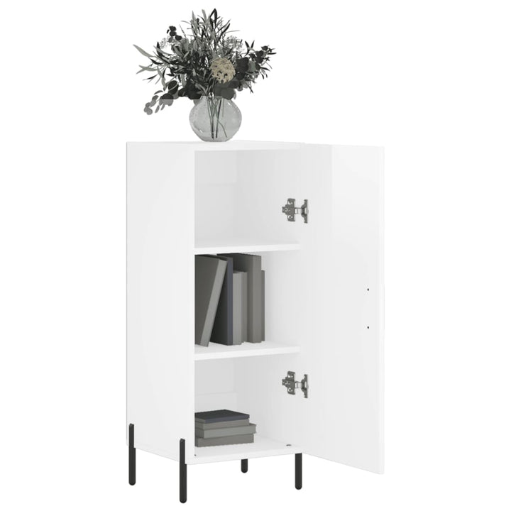 skænk 34,5x34x90 cm konstrueret træ hvid højglans
