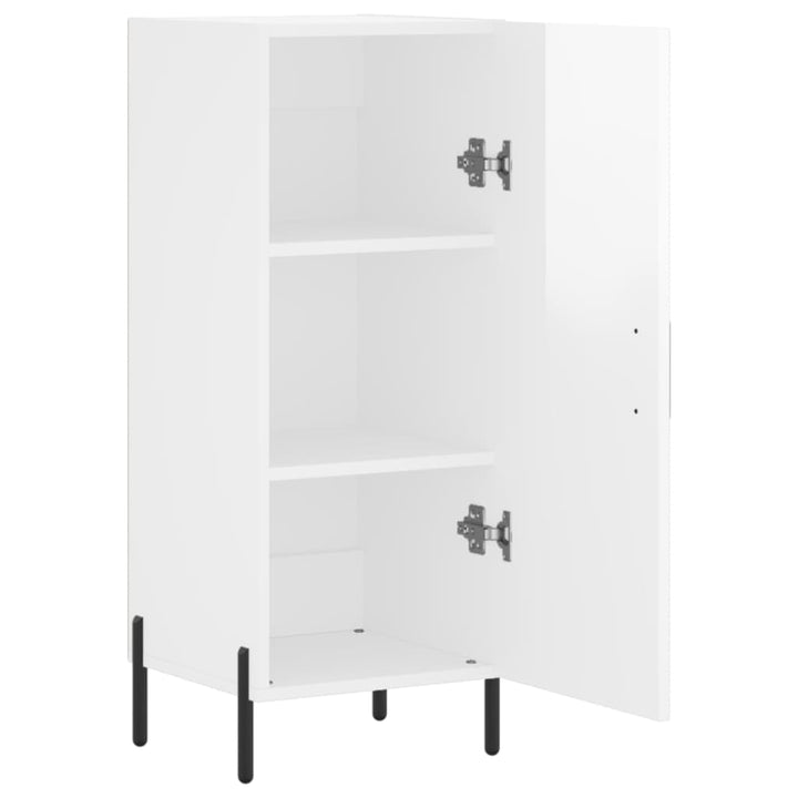 skænk 34,5x34x90 cm konstrueret træ hvid højglans