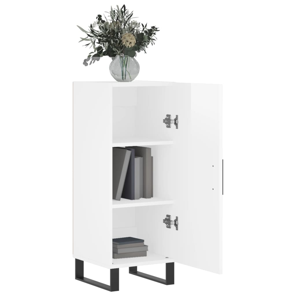 skænk 34,5x34x90 cm konstrueret træ hvid højglans