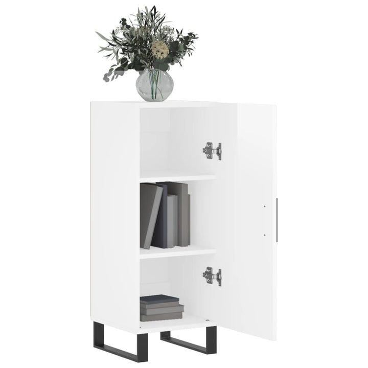 skænk 34,5x34x90 cm konstrueret træ hvid højglans