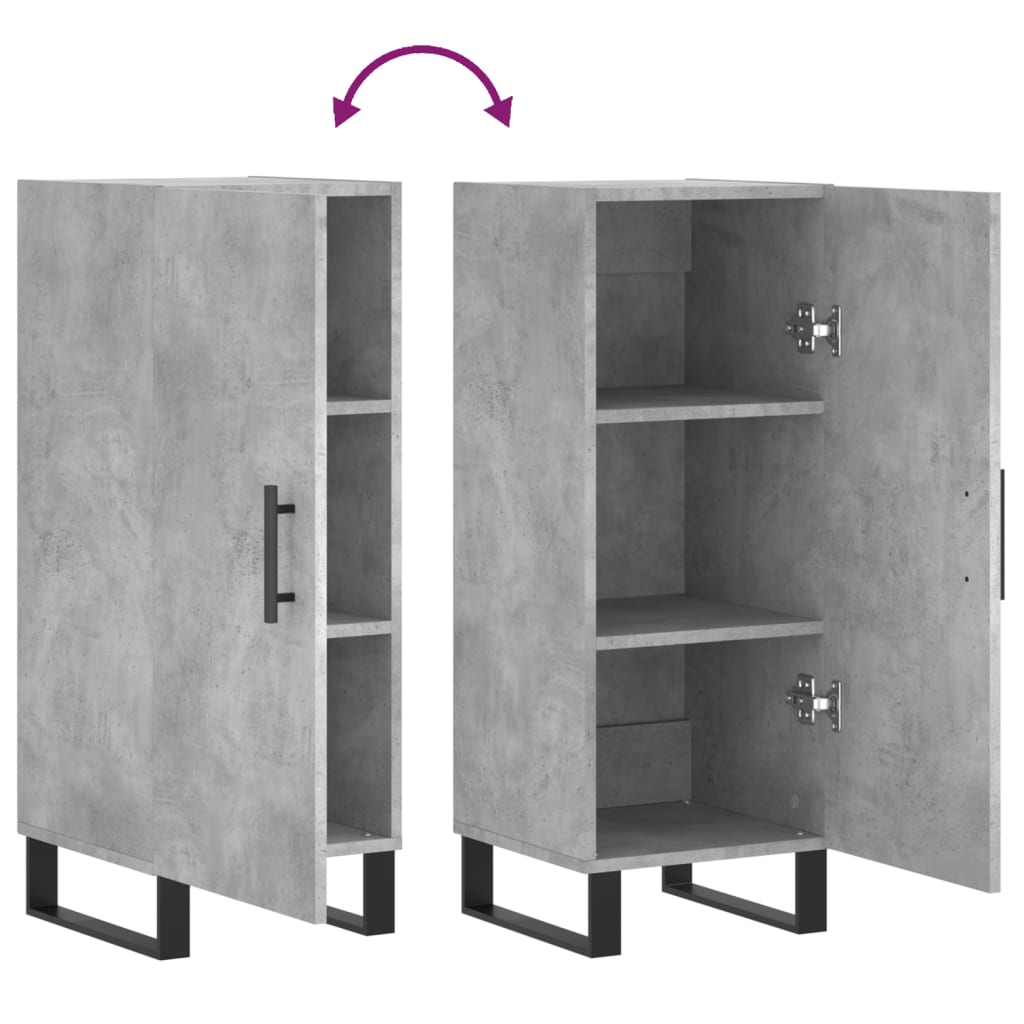 skænk 34,5x34x90 cm konstrueret træ betongrå