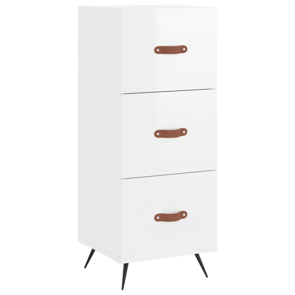 skænk 34,5x34x90 cm konstrueret træ hvid højglans