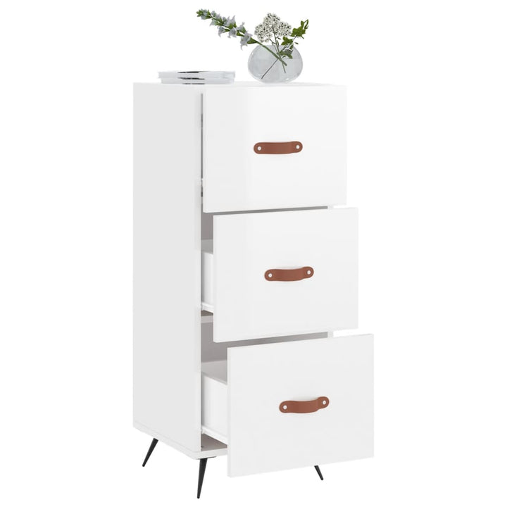 skænk 34,5x34x90 cm konstrueret træ hvid højglans