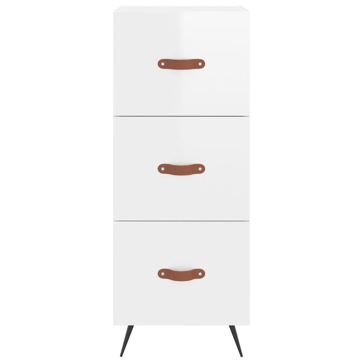 skænk 34,5x34x90 cm konstrueret træ hvid højglans