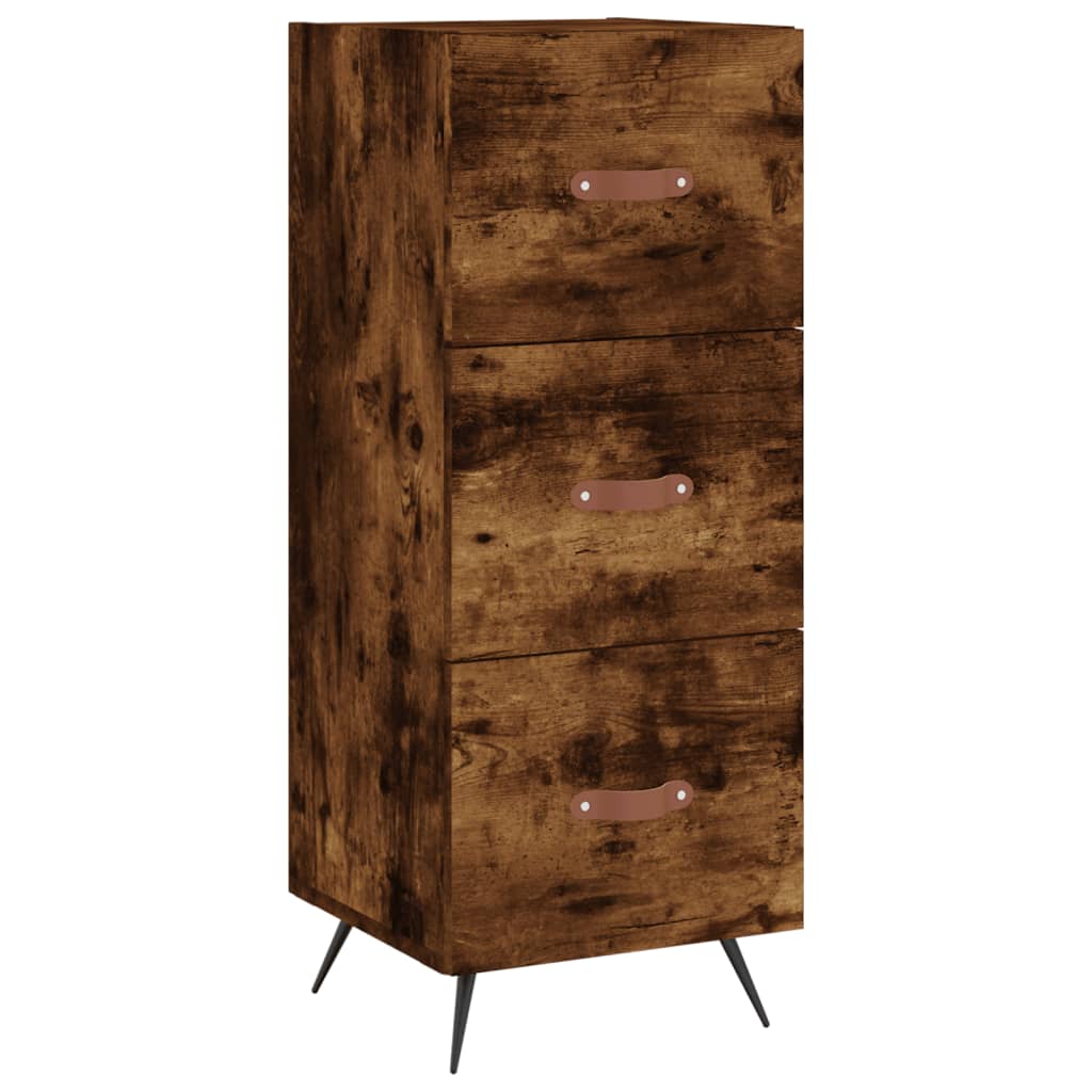 skænk 34,5x34x90 cm konstrueret træ røget egetræsfarve