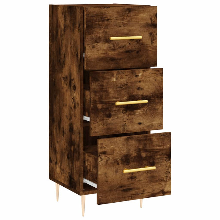 skænk 34,5x34x90 cm konstrueret træ røget egetræsfarve