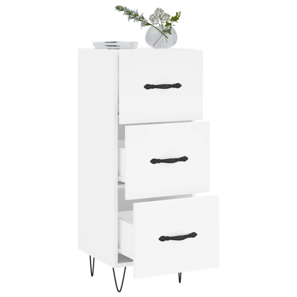 skænk 34,5x34x90 cm konstrueret træ hvid