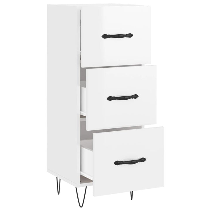 skænk 34,5x34x90 cm konstrueret træ hvid højglans