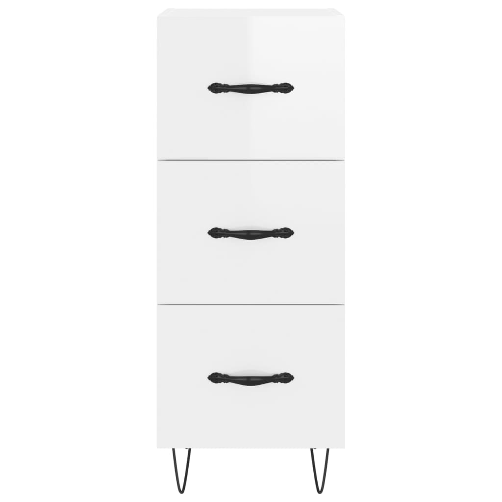 skænk 34,5x34x90 cm konstrueret træ hvid højglans