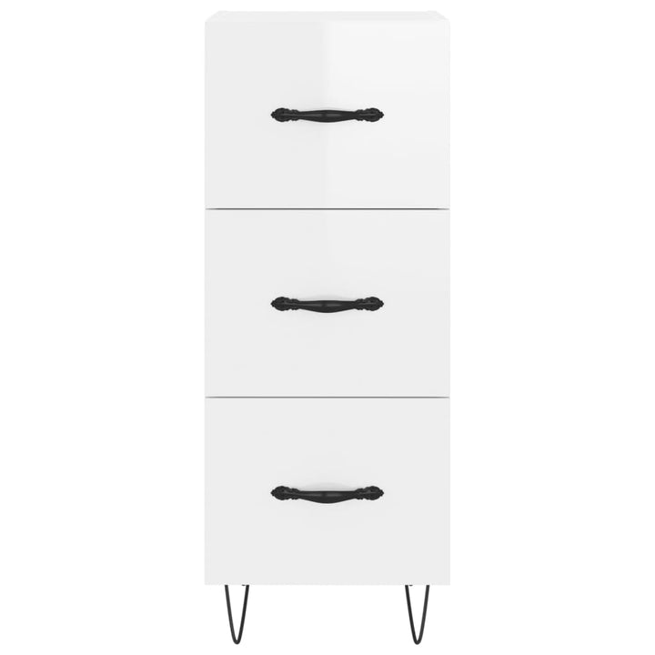 skænk 34,5x34x90 cm konstrueret træ hvid højglans