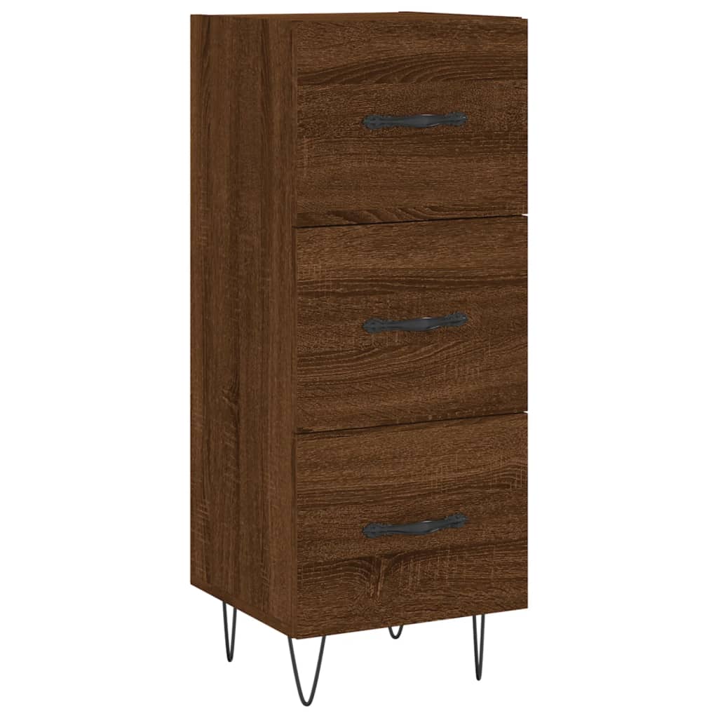 skænk 34,5x34x90 cm konstrueret træ brun egetræsfarve