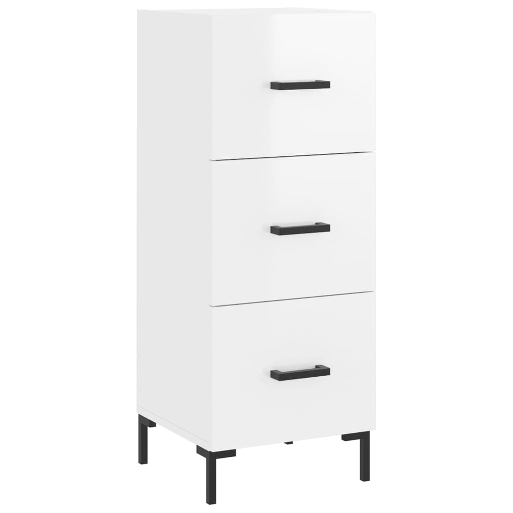 skænk 34,5x34x90 cm konstrueret træ hvid højglans