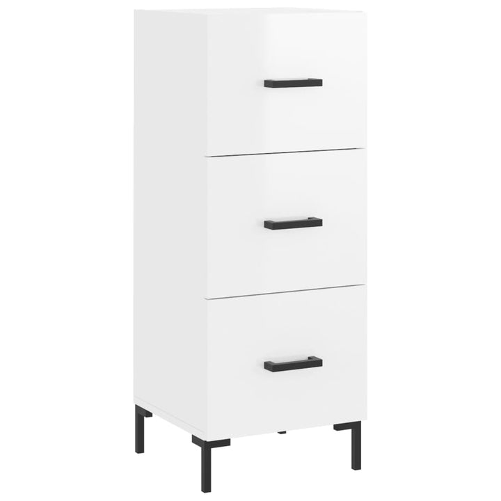skænk 34,5x34x90 cm konstrueret træ hvid højglans