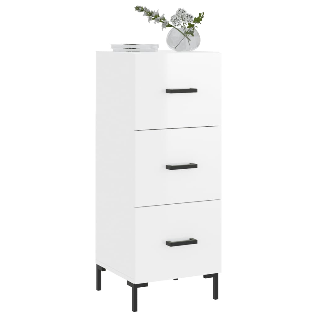 skænk 34,5x34x90 cm konstrueret træ hvid højglans