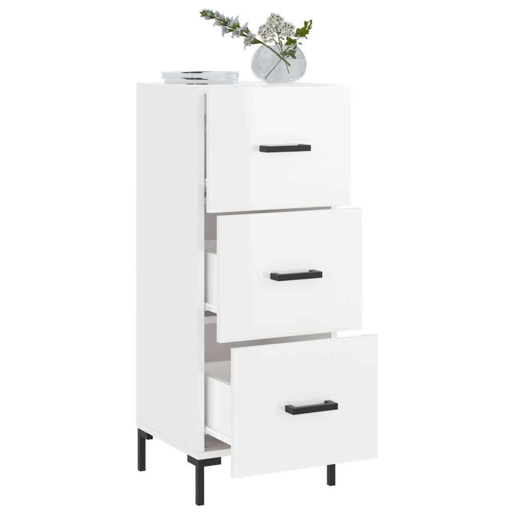 skænk 34,5x34x90 cm konstrueret træ hvid højglans