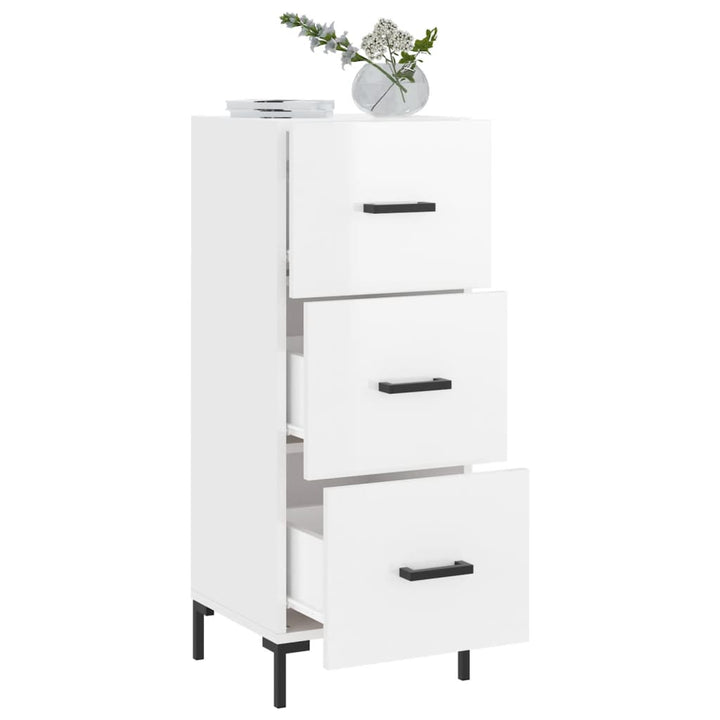 skænk 34,5x34x90 cm konstrueret træ hvid højglans