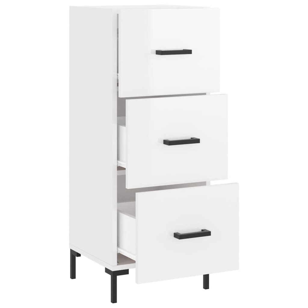 skænk 34,5x34x90 cm konstrueret træ hvid højglans