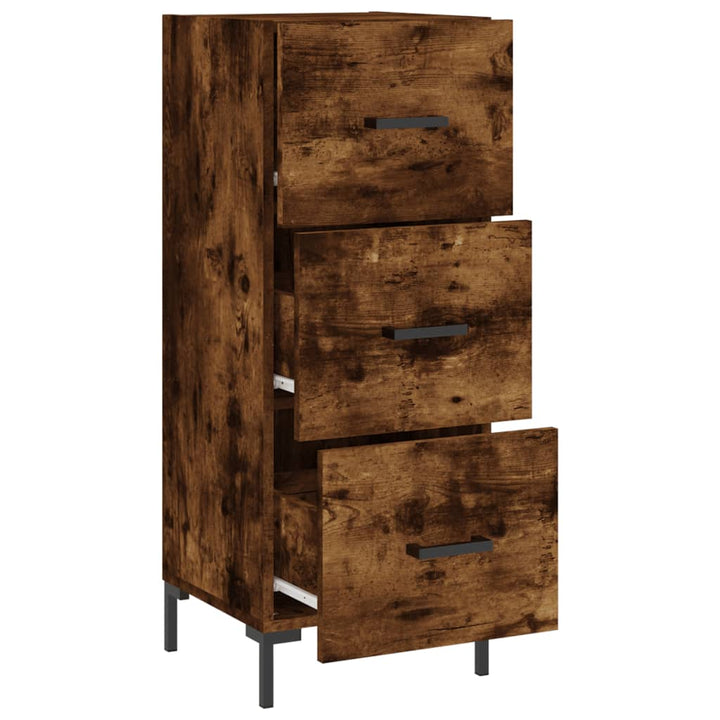 skænk 34,5x34x90 cm konstrueret træ røget egetræsfarve