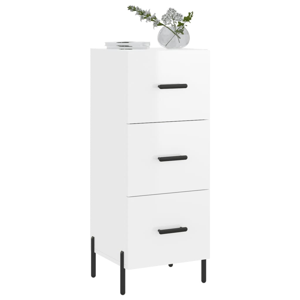 skænk 34,5x34x90 cm konstrueret træ hvid højglans