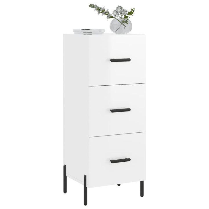 skænk 34,5x34x90 cm konstrueret træ hvid højglans