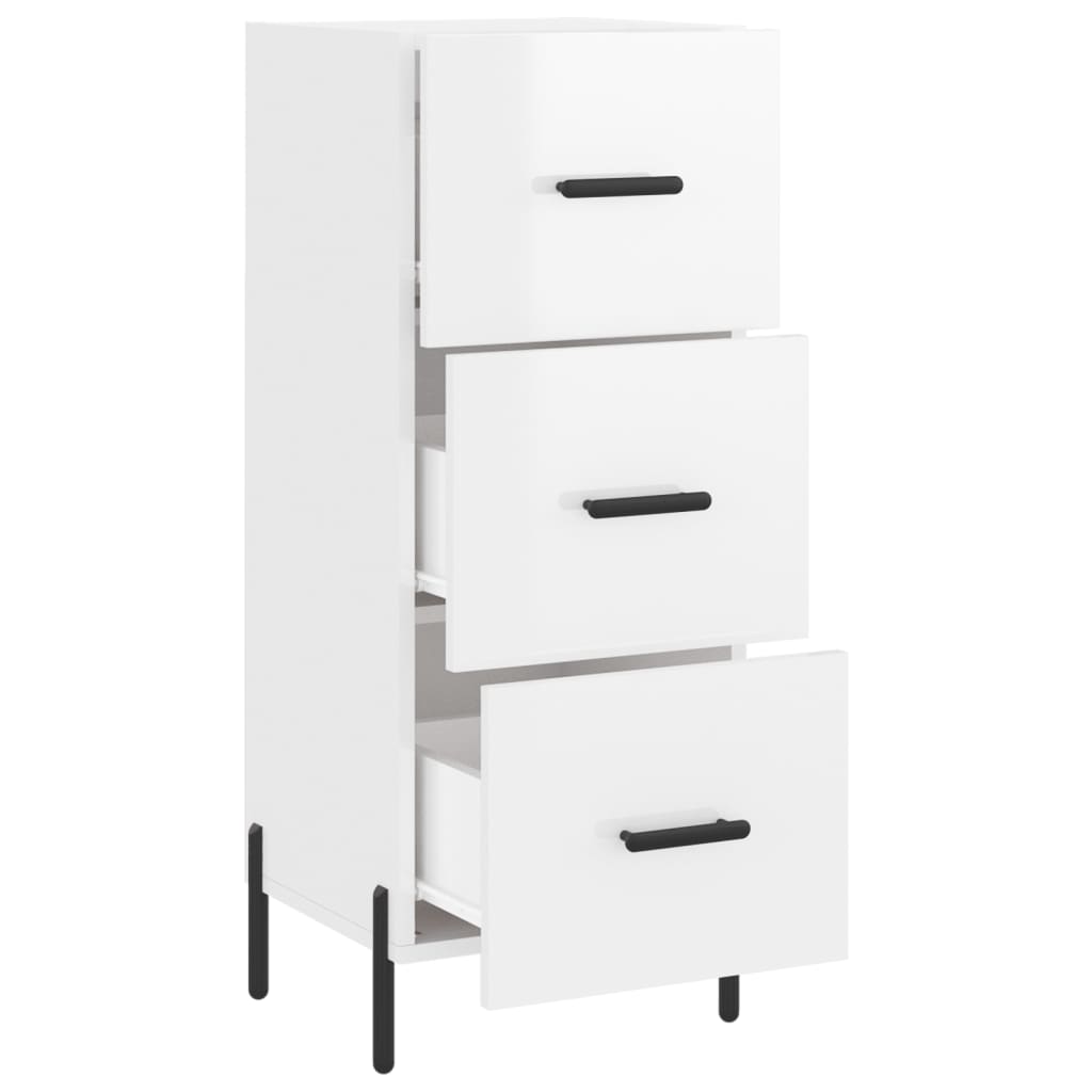 skænk 34,5x34x90 cm konstrueret træ hvid højglans