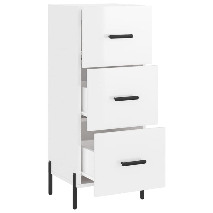 skænk 34,5x34x90 cm konstrueret træ hvid højglans