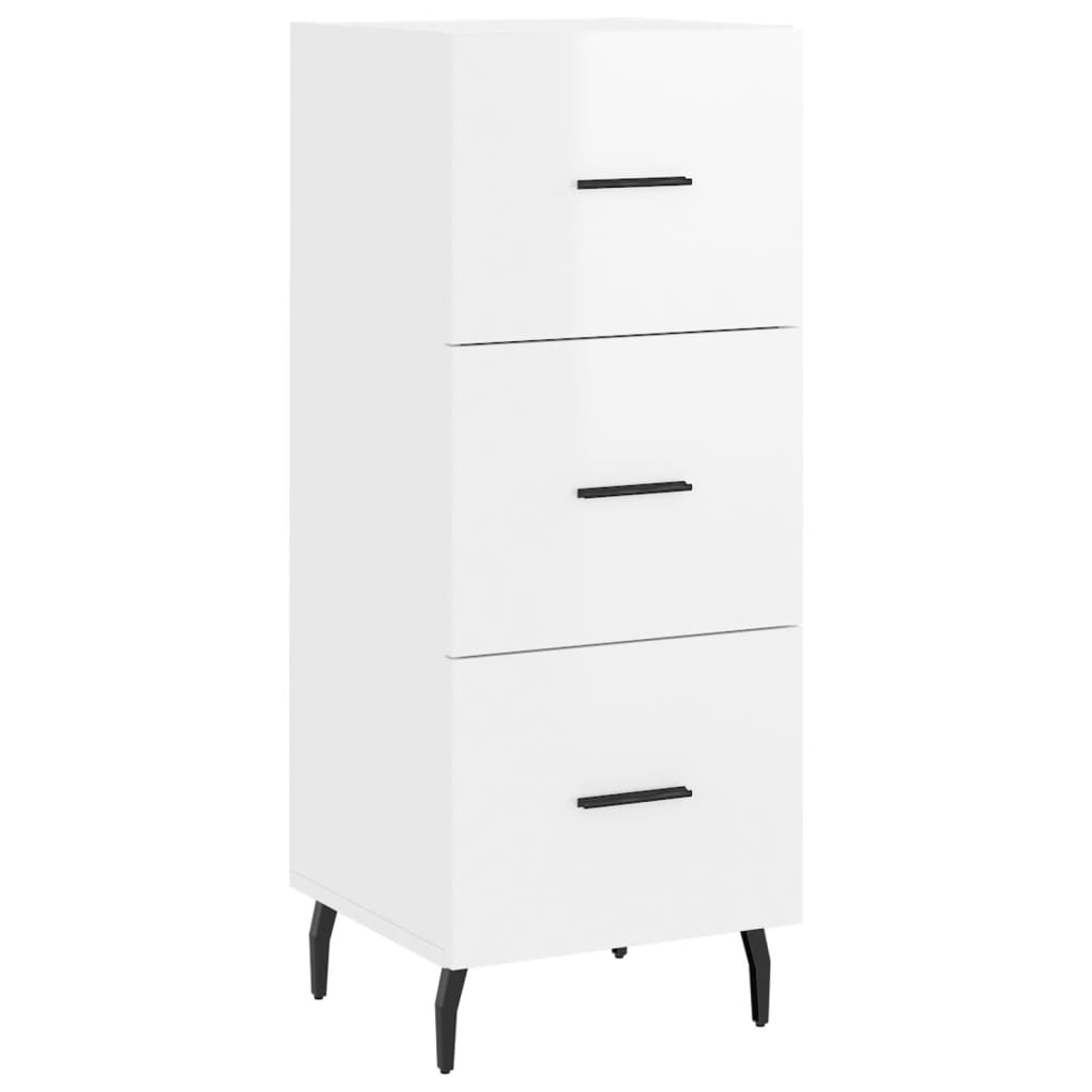 skænk 34,5x34x90 cm konstrueret træ hvid højglans