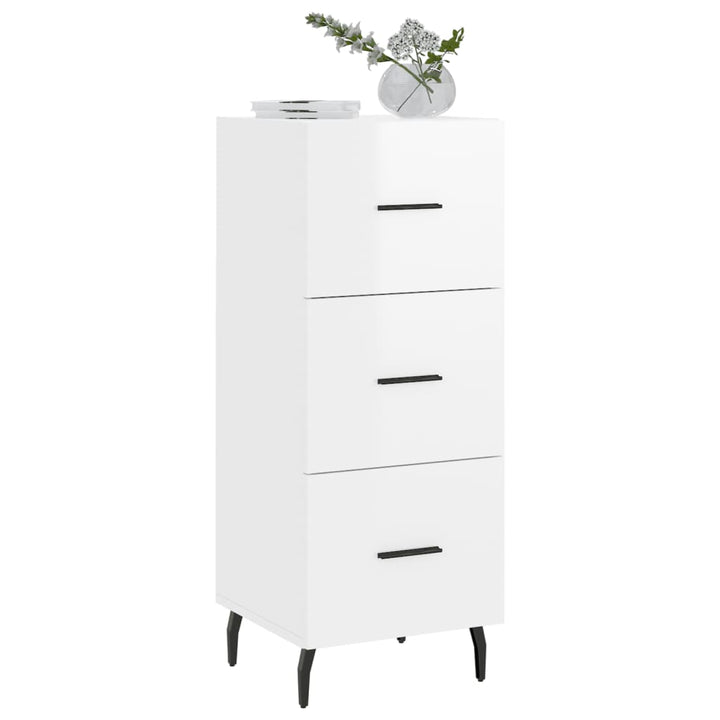 skænk 34,5x34x90 cm konstrueret træ hvid højglans